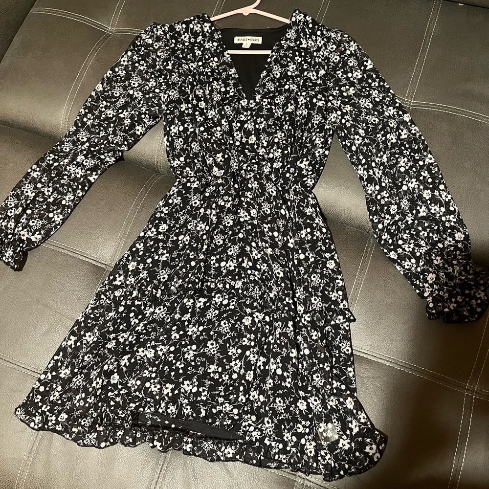 Black and white floral dress